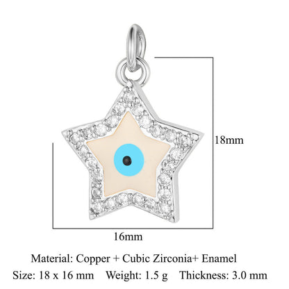 Colgante de cobre y circonita con forma de estrella y sol 