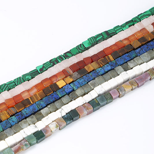 Cuentas sueltas de jade cristalino cuadradas de 6 mm 