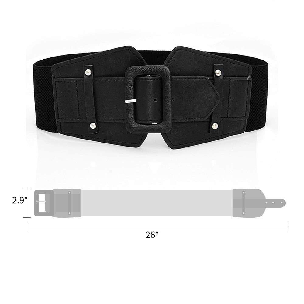 Belt PU leather pin buckle waist wide belt