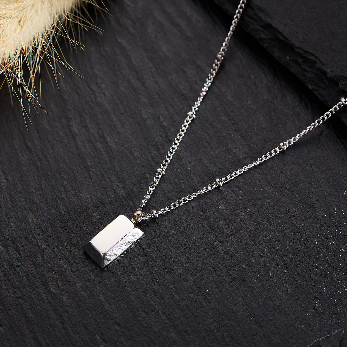 Stylish silver titanium steel necklace