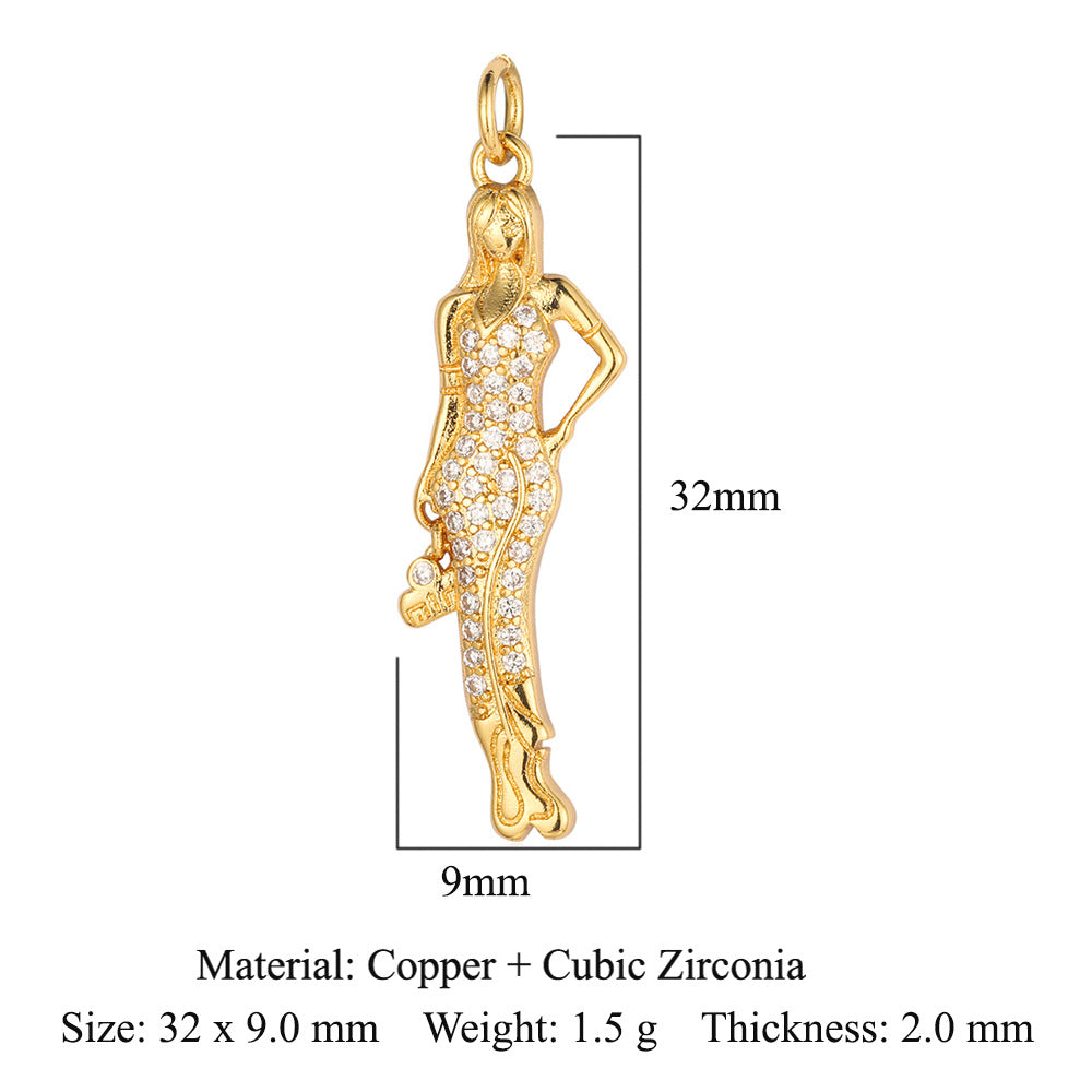 Colgante de cobre y circonita con forma de oso de ojo del diablo 