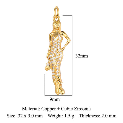 Colgante de cobre y circonita con forma de oso de ojo del diablo 