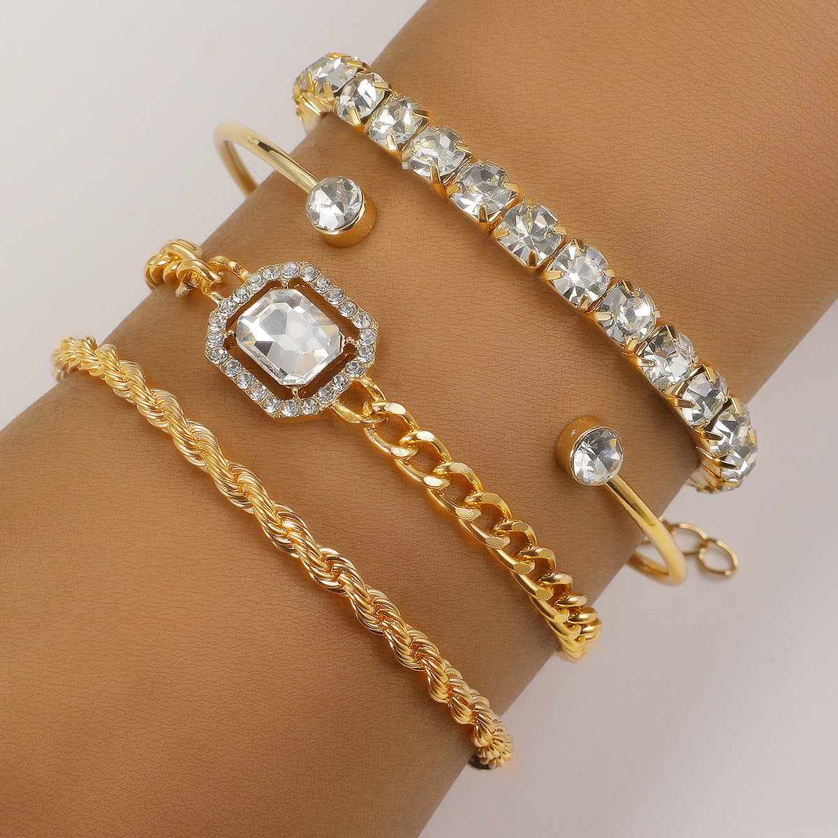Retro Twist Diamond Bracelet Set