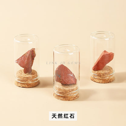 Botella de los deseos con muestra de mineral de roca de cristal 