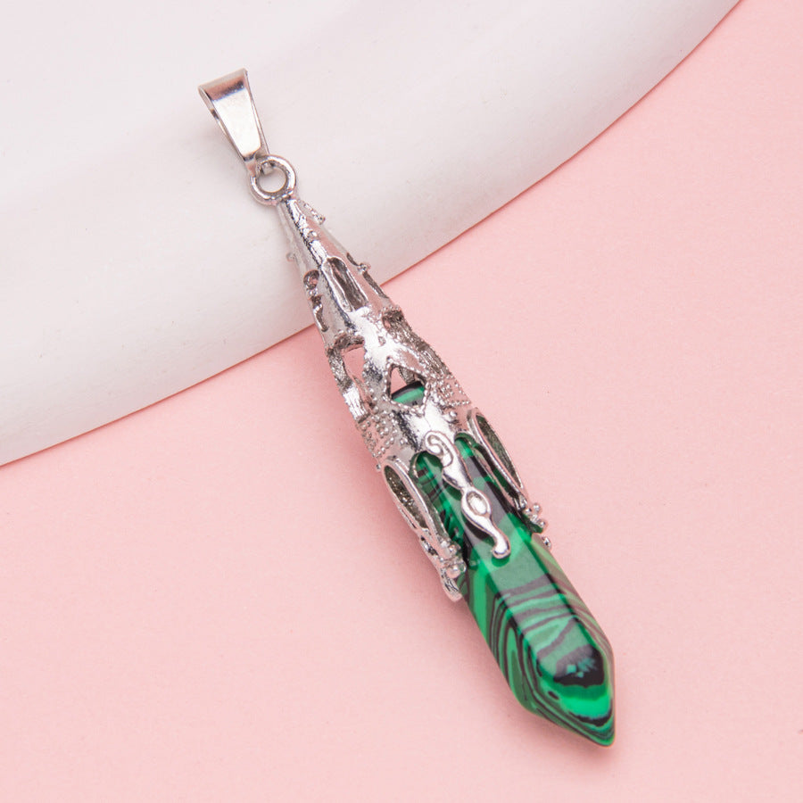 Crystal Agate Hexagonal Pyramid Pendulum Pendant