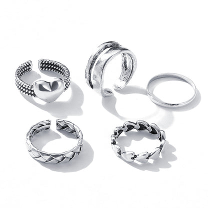 Juego de 5 anillos de amor sencillos 