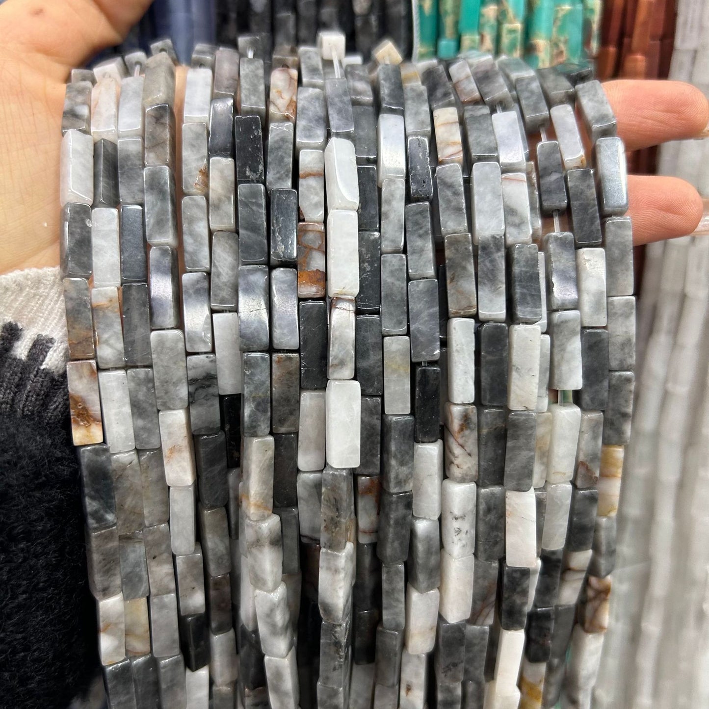 4*13mm long crystal agate cube special shaped beads