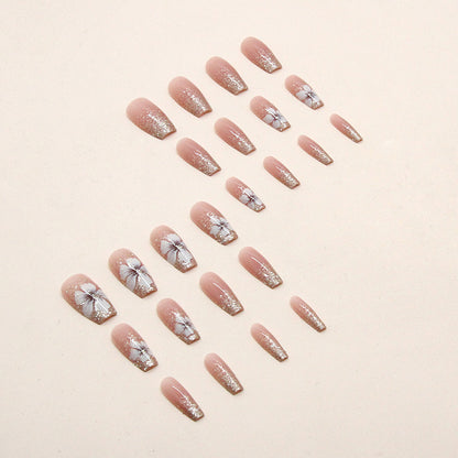 Vintage Camellia Glitter Nails