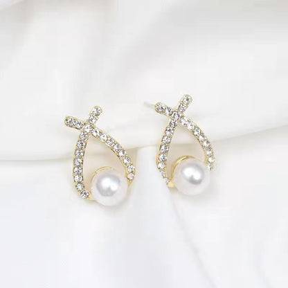Pendientes de perlas con letras Sense Cross al por mayor 