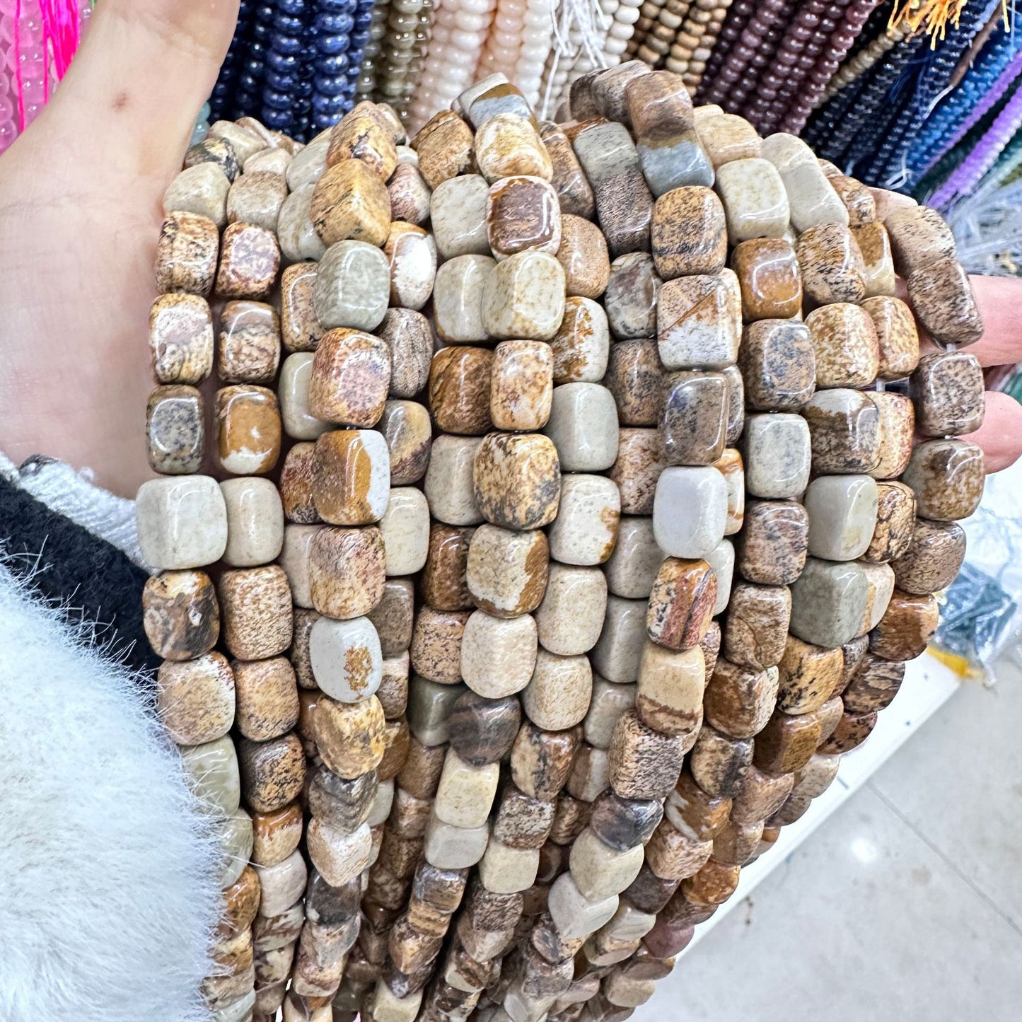 8*12mm natural stone lapis lazuli agate rounded square beads