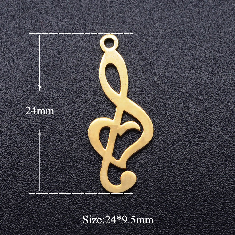 5 piezas/paquete Colgante de acero de titanio en forma de corazón con infinitas notas musicales 