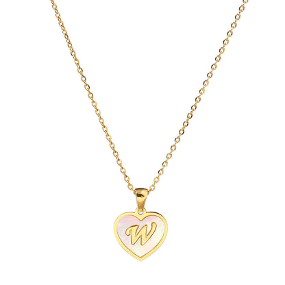 Titanium steel heart-shaped 26 English letter necklace