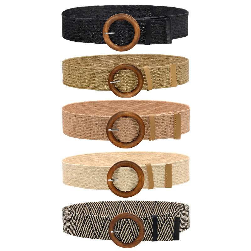 Grass braided belt women's retro