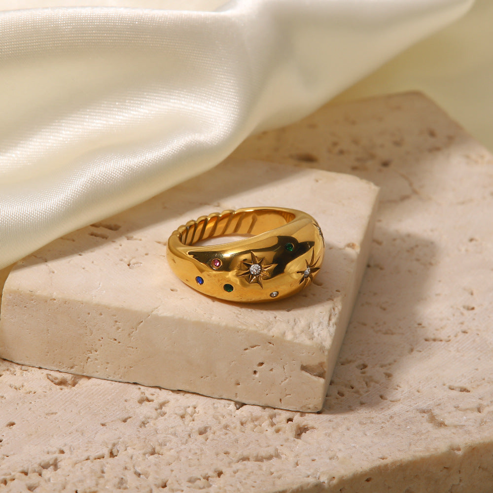 Six-pointed star zircon ring