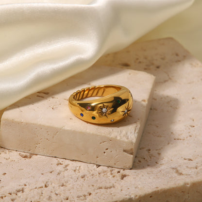 Six-pointed star zircon ring