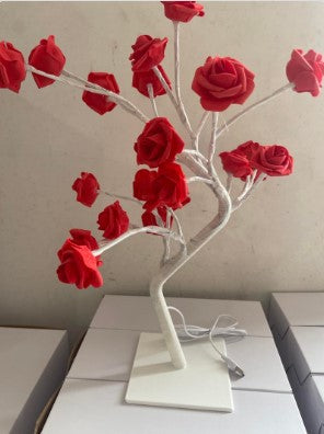 Luz nocturna de decoración de lámpara de árbol de rosas de simulación LED con interruptor USB 