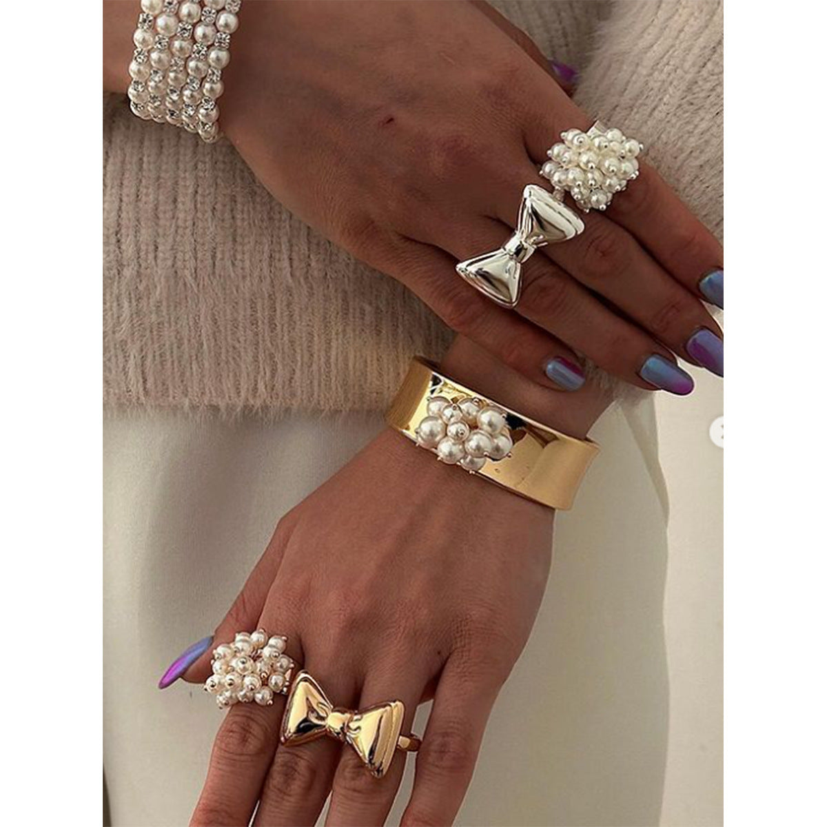 Bow Open Double Finger Ring