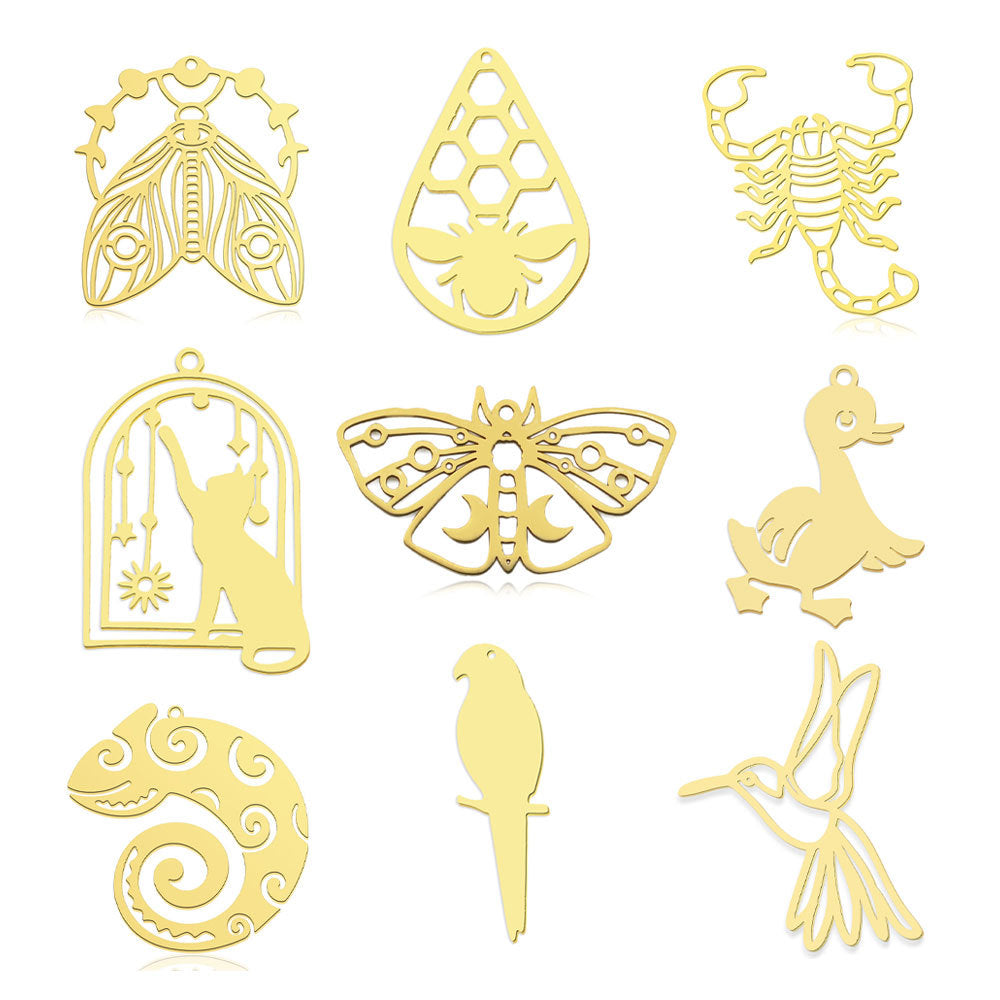 5 pcs/pack Hummingbird Moth Titanium Steel Pendant