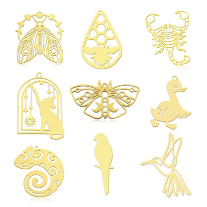 5 pcs/pack Hummingbird Moth Titanium Steel Pendant