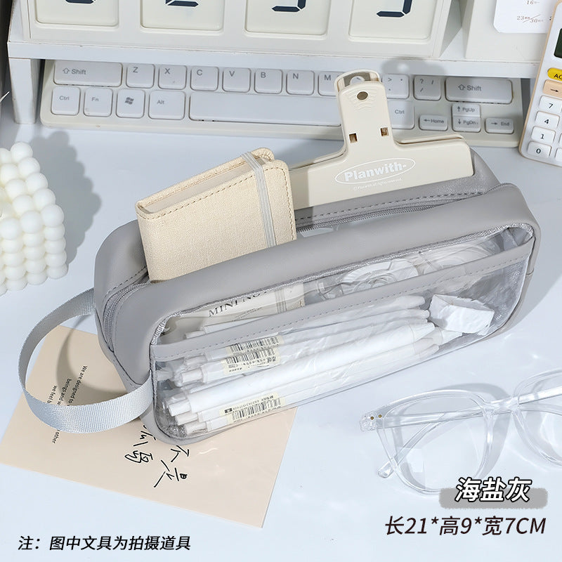 Estuche transparente de gran capacidad, minimalista 