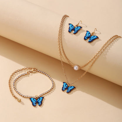Pin Butterfly Pendant Jewelry Set 3 Pieces