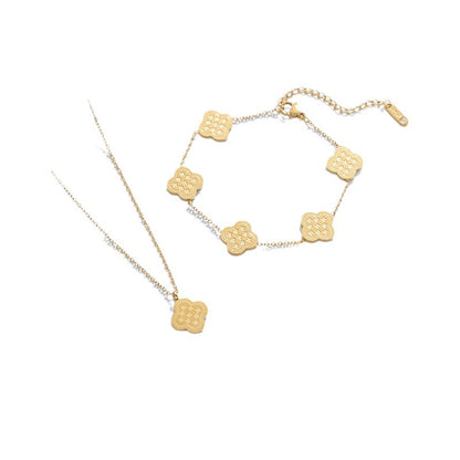 Elegant Clover Bracelet Set Korean Style 18K Plated Jewelry