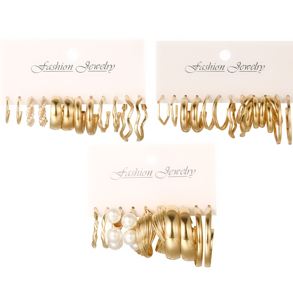 Geometric Imitation Pearl Earring Set