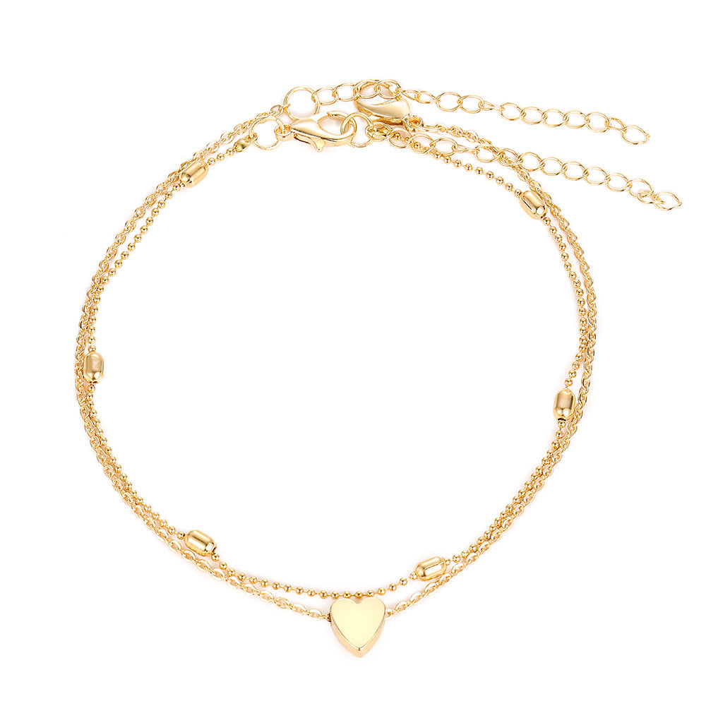 Double-Layer Heart Anklet