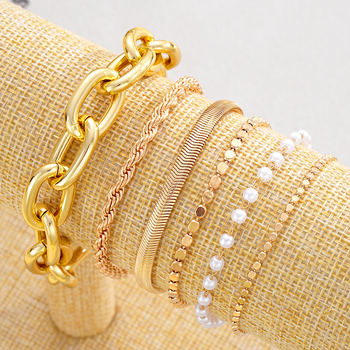 Pearl Twist Chain Bracelet Set