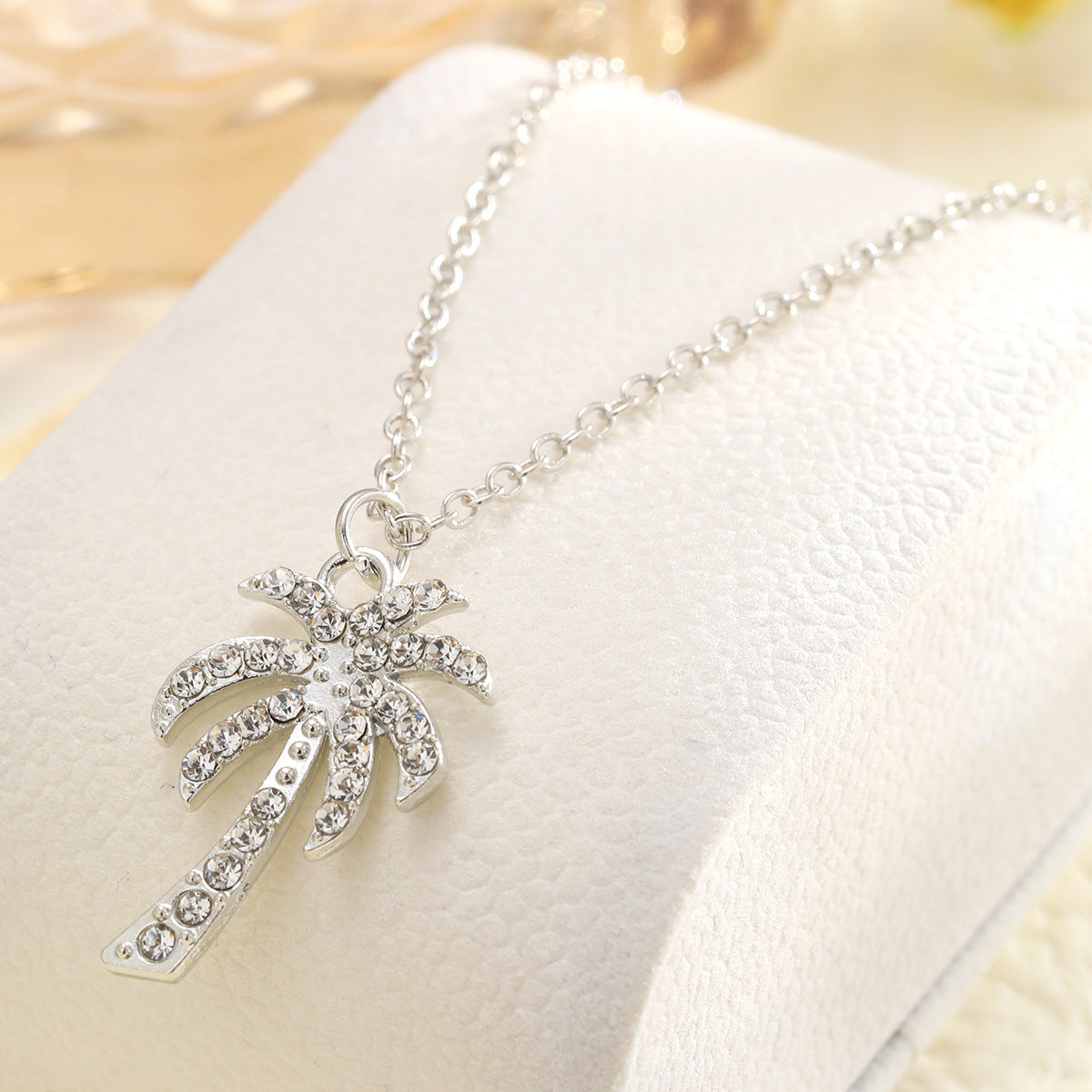 Coconut Tree Pendant Necklace with Diamonds