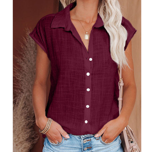 Single-breasted short-sleeved shirt for women
