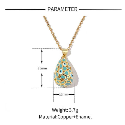 18K real gold color-preserving copper zircon water drop eye pendant.