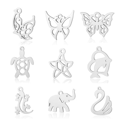 5 pcs/titanium steel pendant swan elephant gecko dolphin