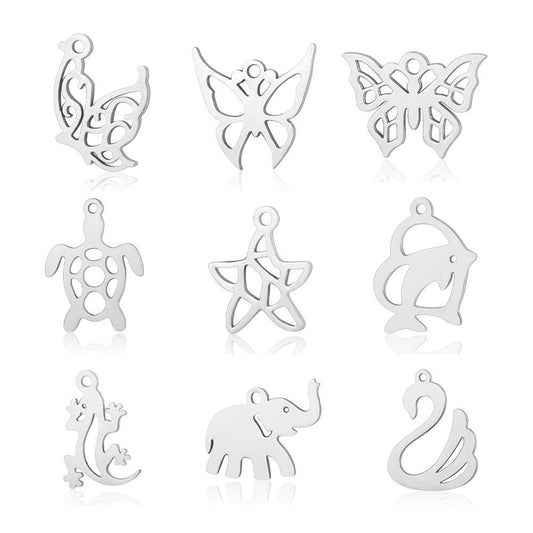 5 pcs/titanium steel pendant swan elephant gecko dolphin