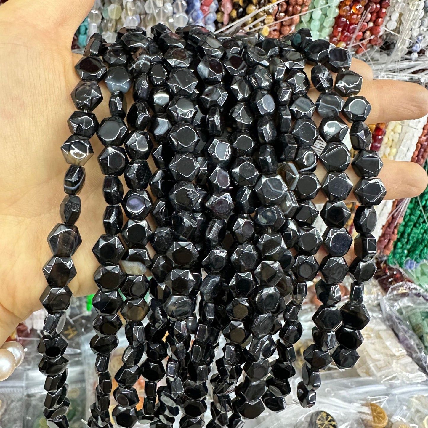 8*8MM 25pcs/string natural crystal hexagon