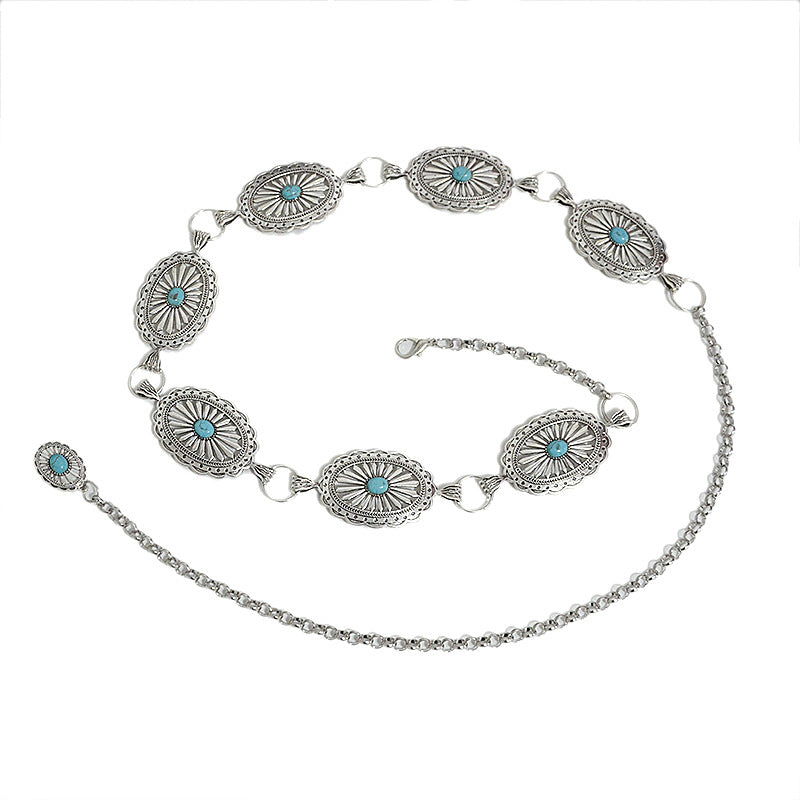 Elliptical Textured Metal Waist Chain