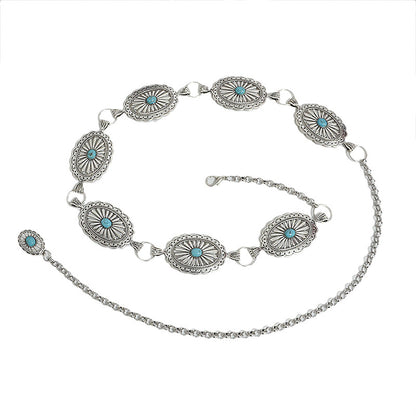 Elliptical Textured Metal Waist Chain