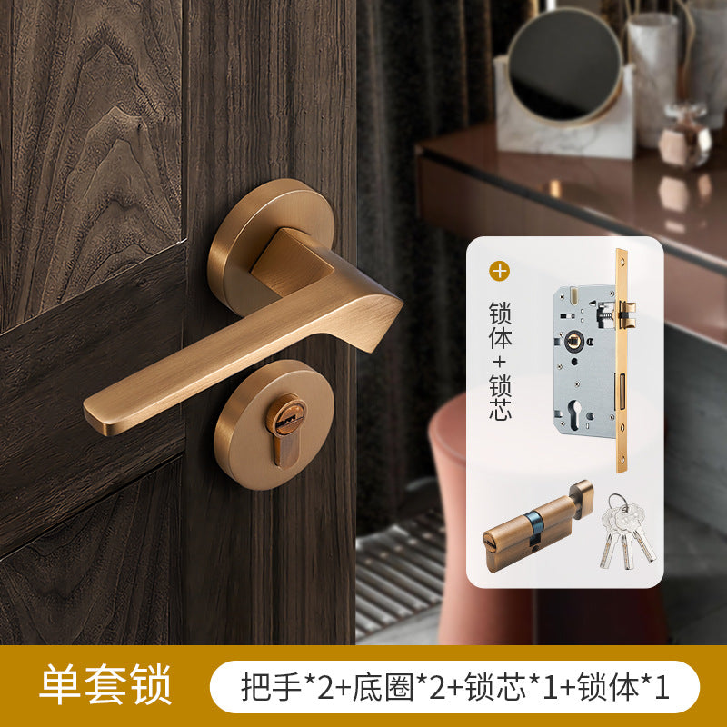 Brass gold interior door lock handle