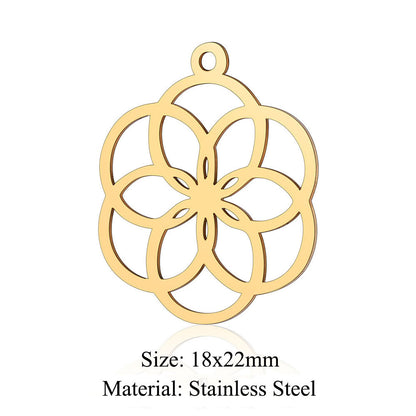 Colgante de acero de titanio con forma de flor y hoja, 5 unidades por bolsa 