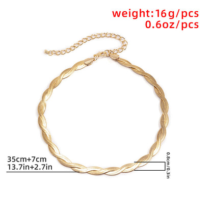Personalized square flat snake bone chain combination necklace