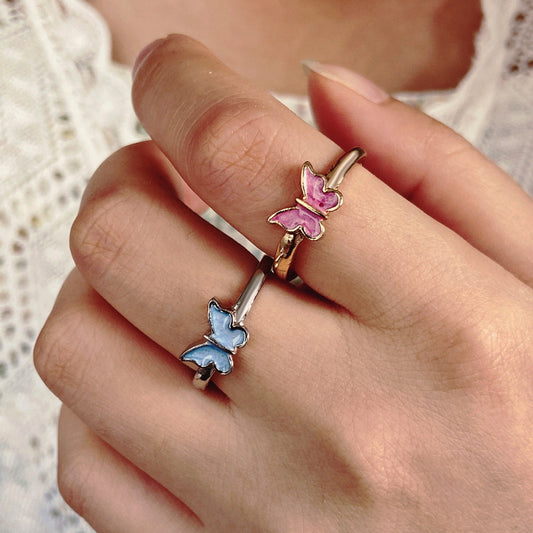 Oil drip butterfly ring