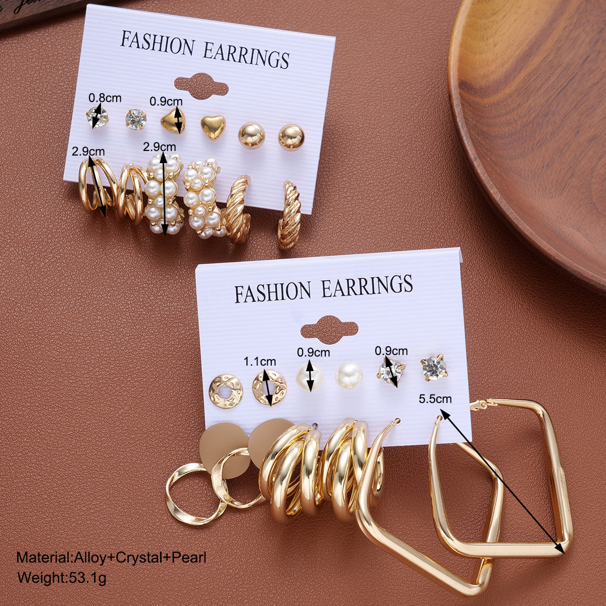 12-Piece Geometric Imitation Pearl Earring Set