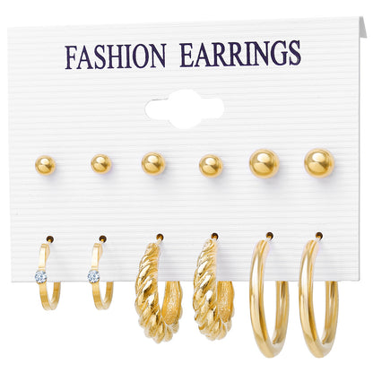 Vintage pearl open circle earrings set of 9 pairs