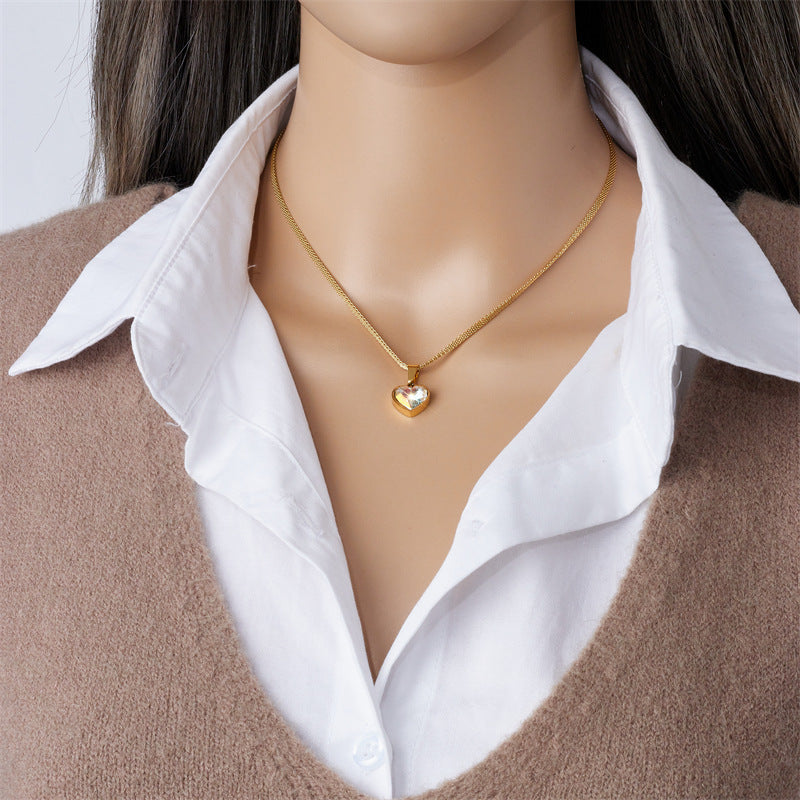 Women's 18K Gold-Plated Titanium Steel Love Diamond Mesh Collarbone Necklace