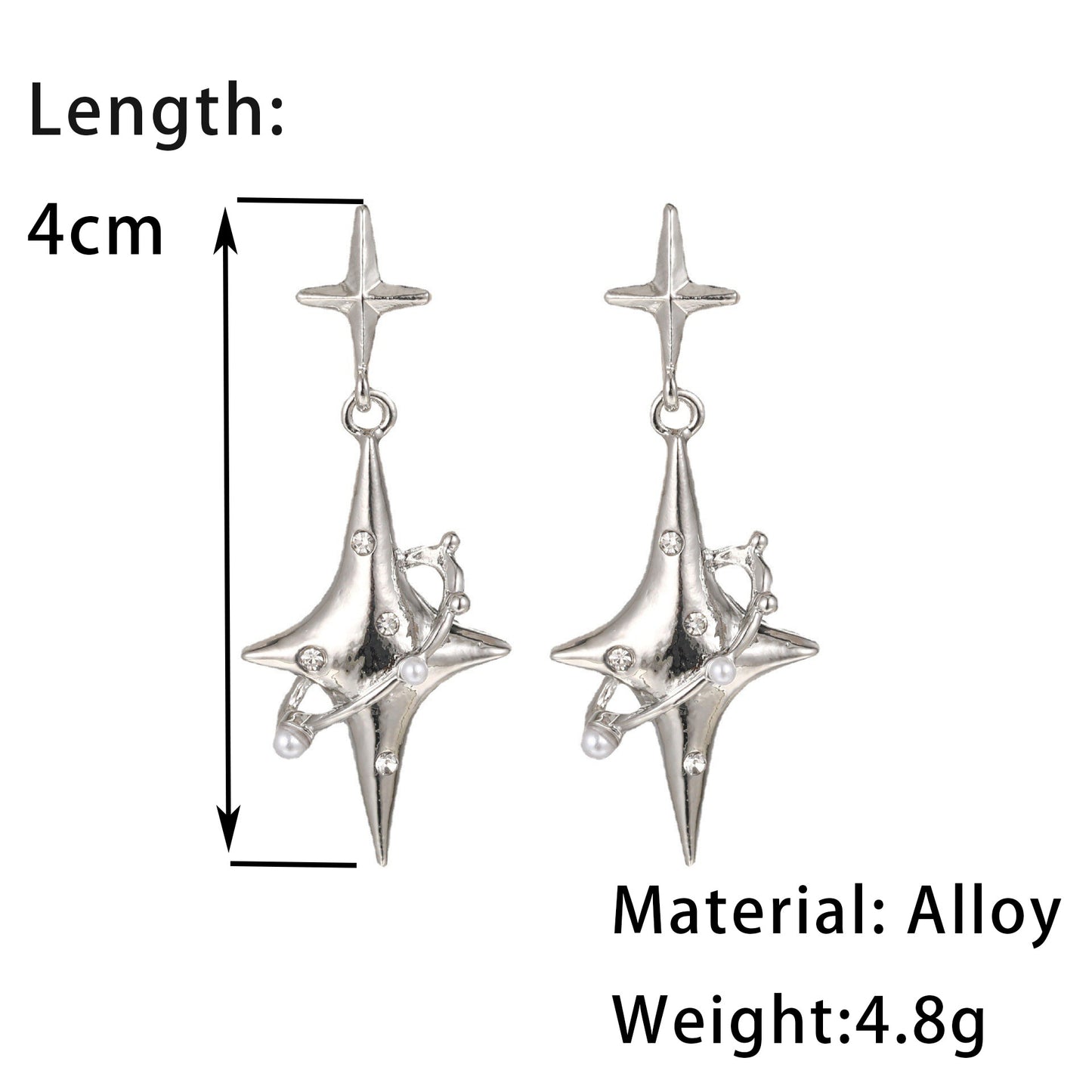 Star Point Diamond Stud Earrings