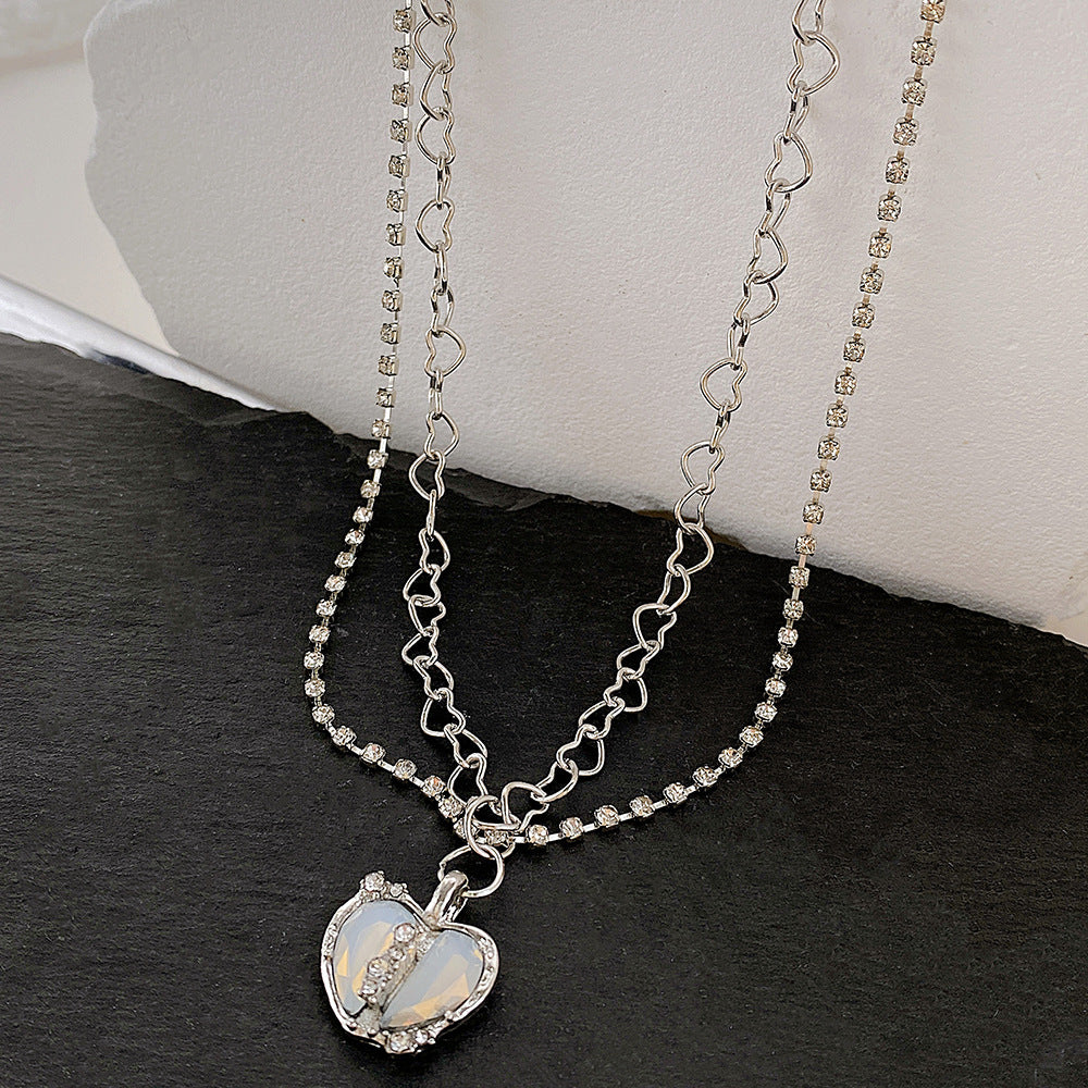 Zircon Split Heart Necklace