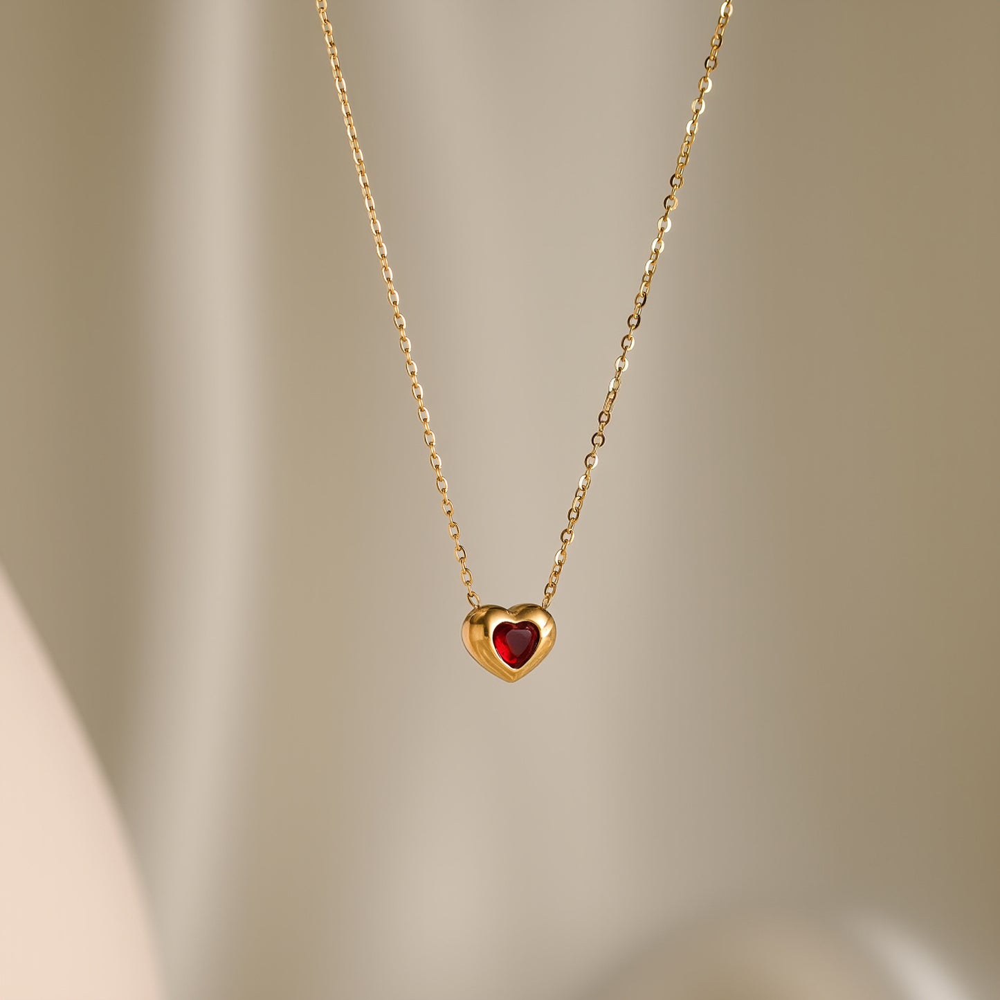 Women's 18K Gold-Plated Titanium Steel Heart Zircon Necklace