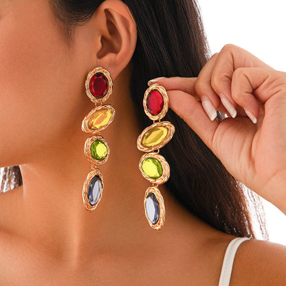 Colored gemstone pendant earrings