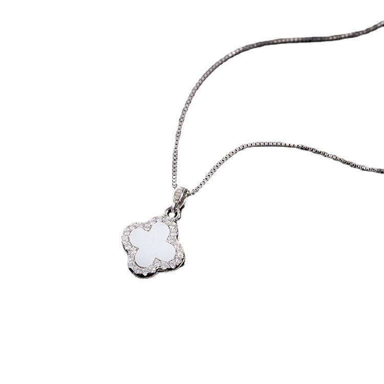 Women's Gold-Plated Titanium Steel Four-Leaf Clover Necklace with Zircon