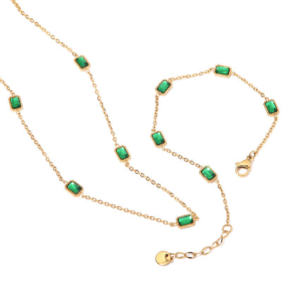 Emerald Zircon Necklace Bracelet